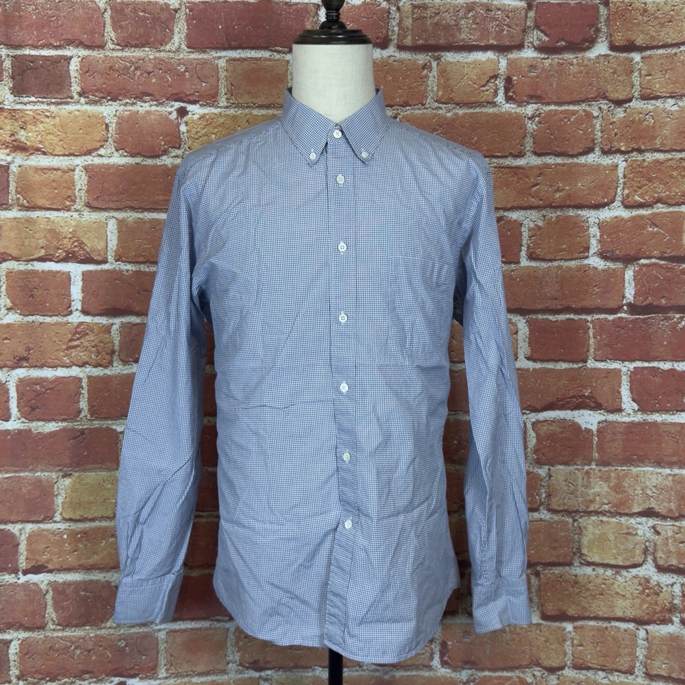 Ermenegildo Zegna Current Shirt Men's XXL‎ Micro Check Dress Shirt Blue Preppy